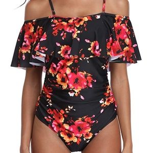 Tempt Me Women's One Piece Retro Ruffle Printed